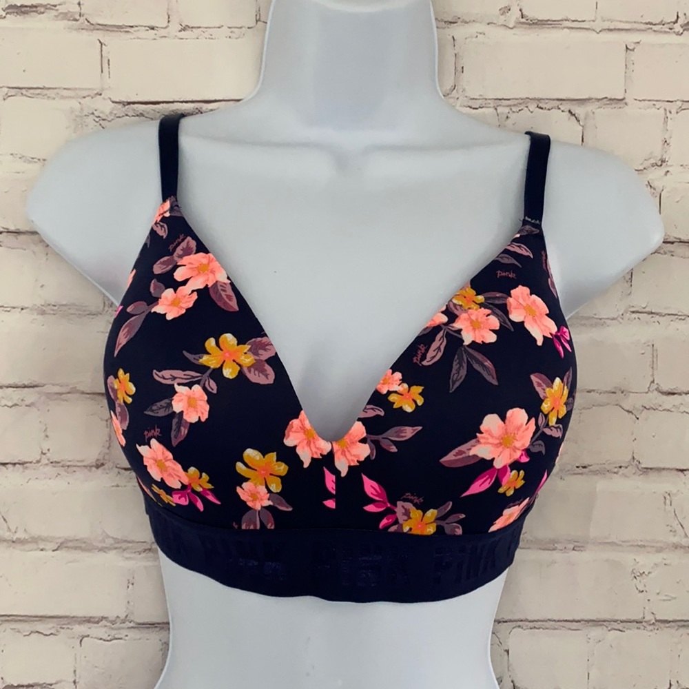 Pink Victoria’s Secret floral bra